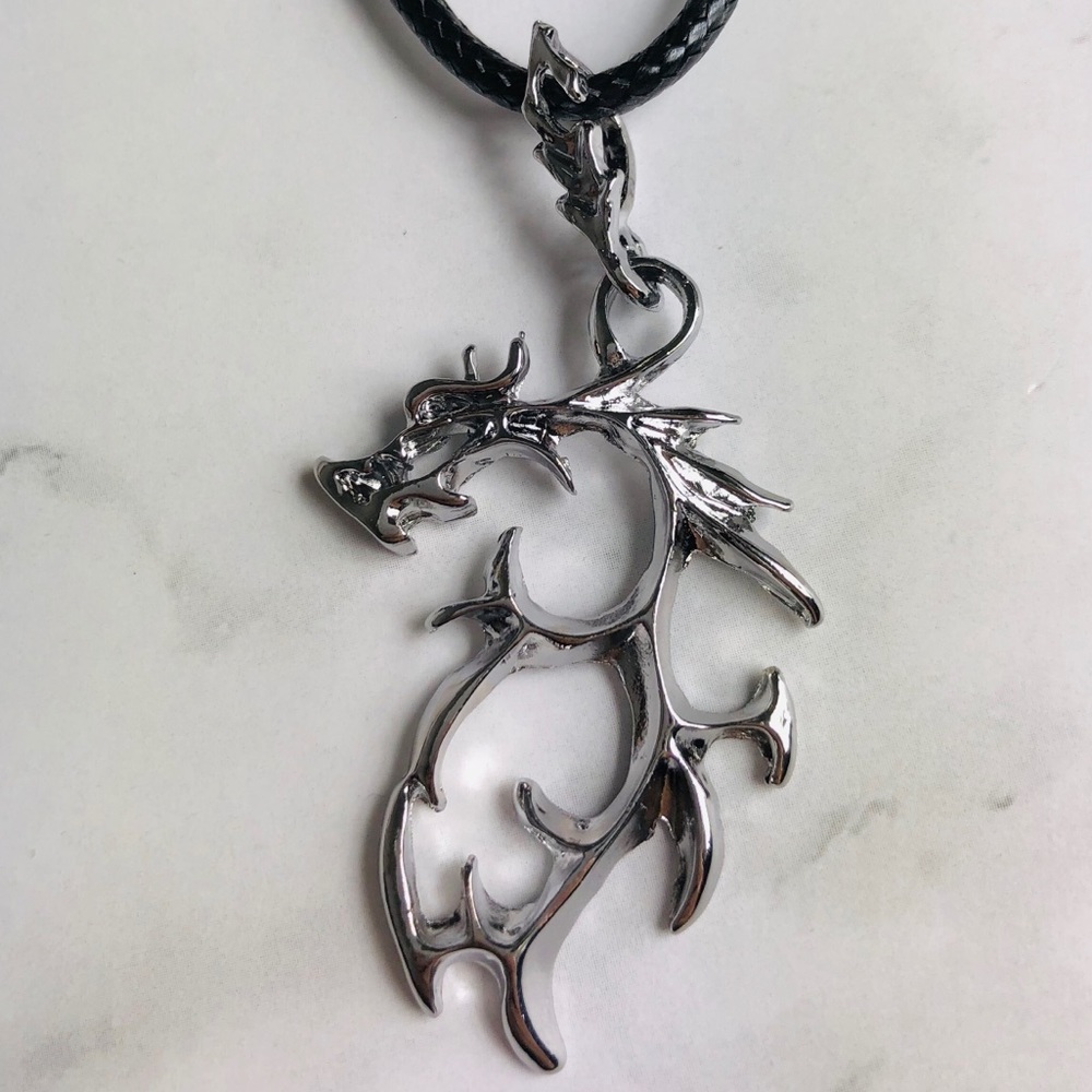 New! Dragon Titanium Steel Pendant Necklace Black